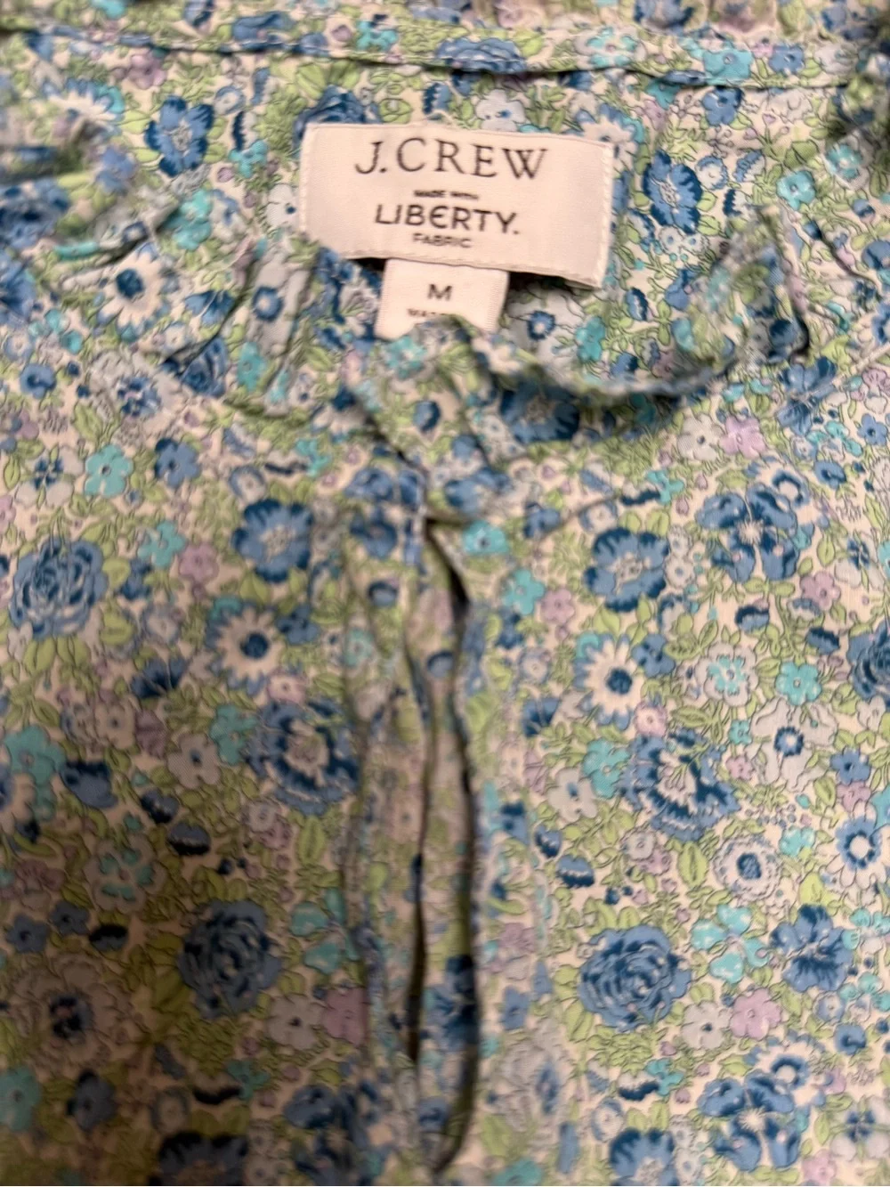 J Crew Liberty Fabric 100% Cotton Smocked Floral Puff Sleeve Blouse, Size M